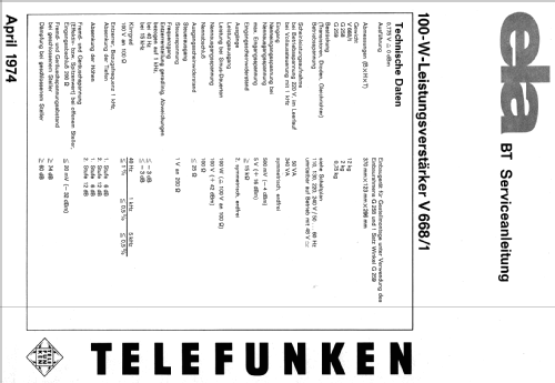 Leistungverstärker V668/1; Telefunken (ID = 539402) Ampl/Mixer