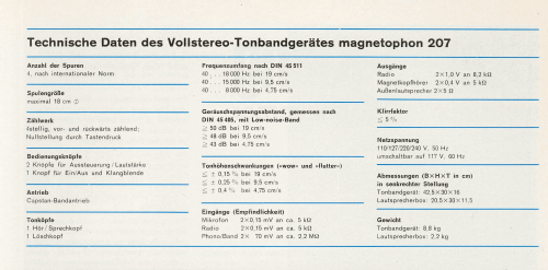 Magnetophon 207 M-207; Telefunken (ID = 2086188) Enrég.-R