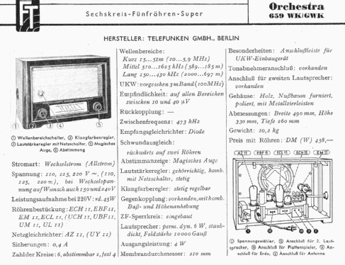 Orchestra 659GWK; Telefunken (ID = 1251923) Radio