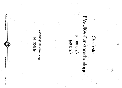 Ortsfeste-FM-UKW- Funksprechanlage 80D2/7 - 160D2/7; Telefunken (ID = 2061177) Commercial TRX