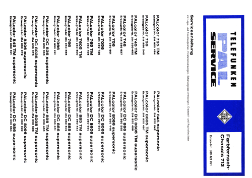 PALcolor DC8606 supersonic Ch= 712 Erz.Nr. 314950660; Telefunken (ID = 2001005) Television