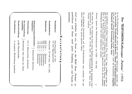 Partner 1953; Telefunken (ID = 821993) Radio