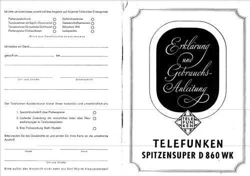 Spitzen-Super D860WK; Telefunken (ID = 700907) Radio