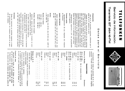 Tarantela BT-264-16-FM; Telefunken (ID = 2070601) Radio