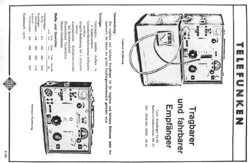 Tornister Empfänger Ae 95 mit Ak 97; Telefunken (ID = 2405737) Mil Re