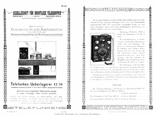 Überlagerer EZ218; Telefunken (ID = 1417388) mod-pre26