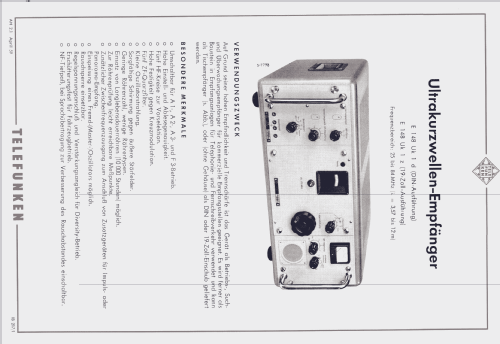 Ultrakurzwellen-Empfänger E148/ Uk/1d; Telefunken (ID = 1313959) Commercial Re