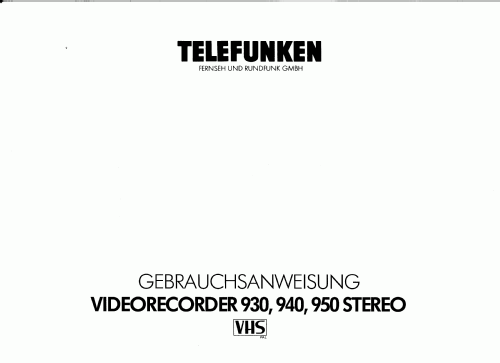 Video Recorder 940 E-Nr. 552 475141; Telefunken (ID = 1441144) Enrég.-R