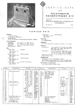Reisemottaker A-10; Telefunken El.-Gen. (ID = 2891510) Radio