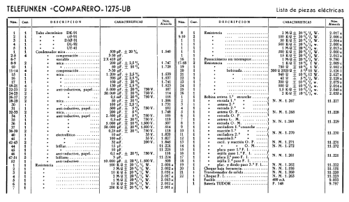 Compañero UB1275; Telefunken (ID = 279569) Radio