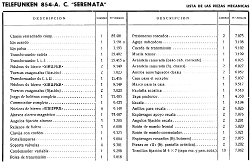 Serenata 854AC; Telefunken (ID = 280082) Radio