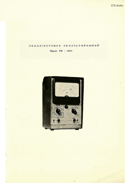 Transistor Millivoltmeter TR-1451; Telmes Szövetkezet (ID = 2997964) Equipment