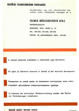 Transistor Millivoltmeter TR-1451; Telmes Szövetkezet (ID = 2997984) Equipment