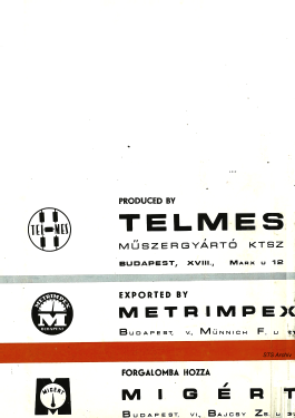 Transistor Millivoltmeter TR-1451; Telmes Szövetkezet (ID = 2997985) Equipment