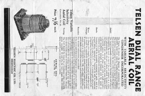 Dual Range Aerial Coil ; Telsen Electric Co. (ID = 1970753) Radio part