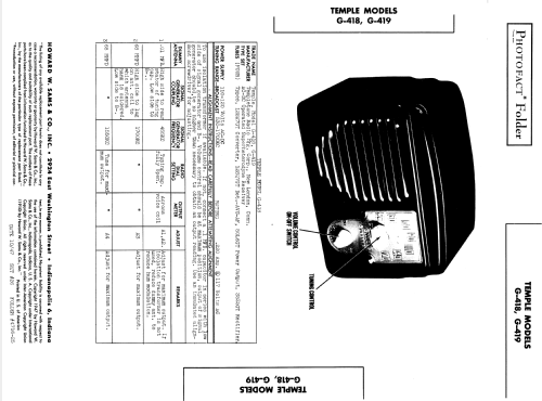 G-419 ; Templetone Radio Mfg (ID = 900523) Radio