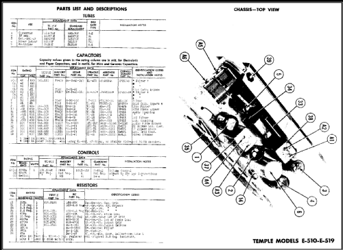 Temple E-511 ; Templetone Radio Mfg (ID = 486822) Radio