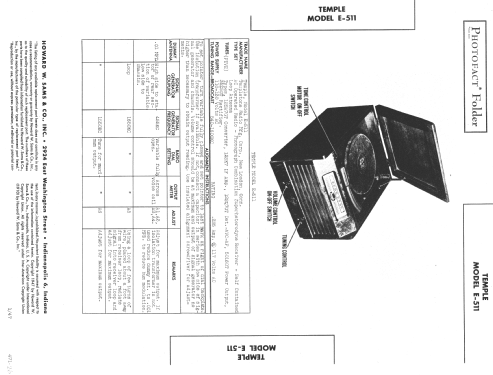 Temple E-511 ; Templetone Radio Mfg (ID = 594678) Radio