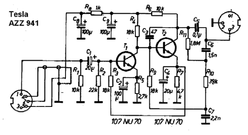 Mithörverstärker AZZ941; Tesla; Praha, (ID = 104295) Ampl/Mixer