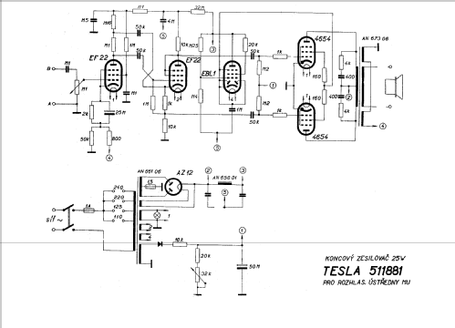 Koncový zesilovac 511881; Tesla; Praha, (ID = 493915) Ampl/Mixer