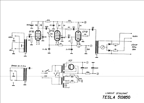 Linkovy zesilovac 513850; Tesla; Praha, (ID = 505572) Ampl/Mixer