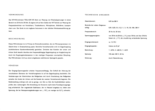 NF-Millivoltmeter BM210; Tesla; Praha, (ID = 2326386) Equipment