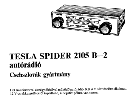 Spider 2105 B-2; Tesla; Praha, (ID = 1439238) Car Radio