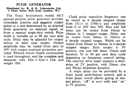 Pulse Generator 6613; Texas Instruments, (ID = 2881363) Equipment