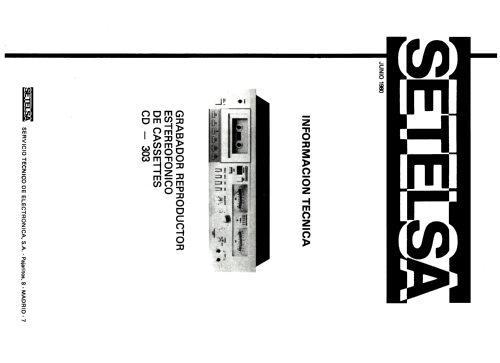 Cassette Deck Estereofónico CD-303; Thomson Española S.A (ID = 2481447) R-Player