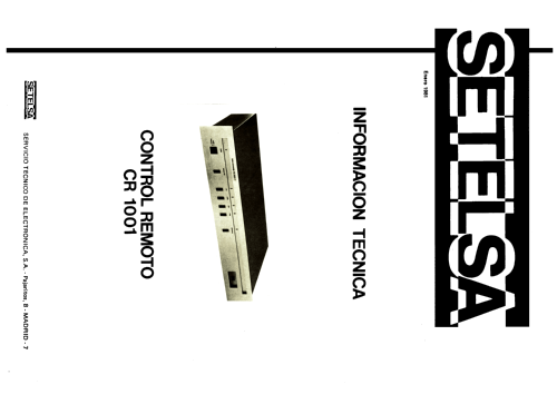 Control Remoto CR-1001; Thomson Española S.A (ID = 2483990) Diverses