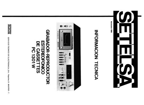 Cassette Deck Estereofónico PC-1301W; Thomson Española S.A (ID = 2479471) R-Player