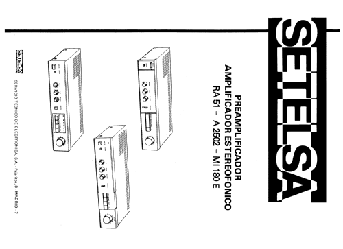 Amplificador Estereofónico MI-180E; Thomson Española S.A (ID = 2471300) Ampl/Mixer