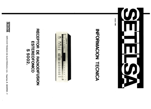 Sintonizador Estereofónico Digital S-5002; Thomson Española S.A (ID = 2485957) Radio