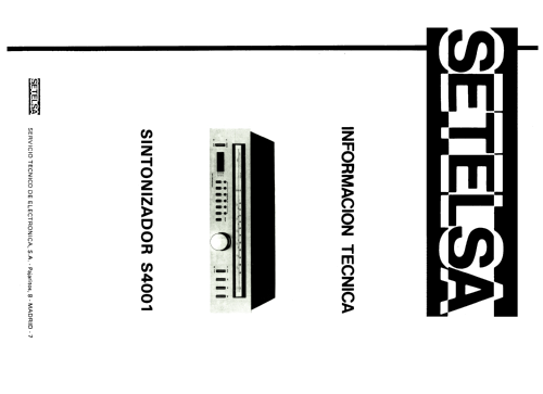 Sintonizador Estereofónico S-4001; Thomson Española S.A (ID = 2481981) Radio