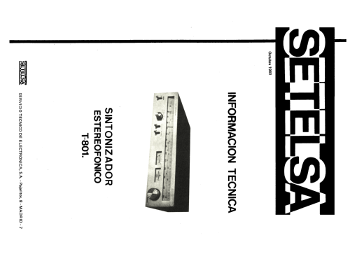 Sintonizador Estereofónico T-801; Thomson Española S.A (ID = 2479735) Radio
