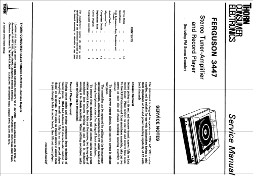 Ferguson 3447; Thorn Electrical (ID = 1416556) Radio