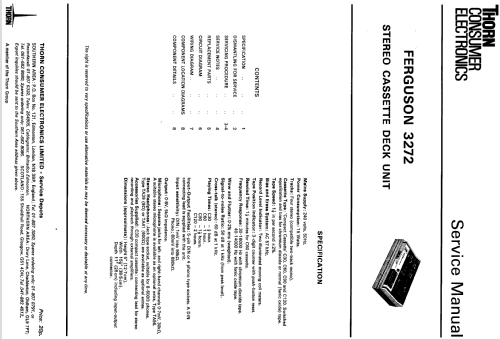 Ferguson stereo cassette deck unit 3272; Thorn Electrical (ID = 1421234) R-Player