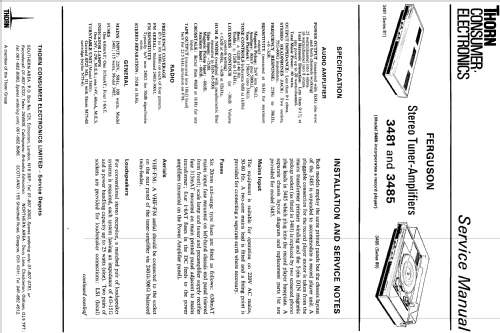 Ferguson Stereo Tuner-Amplifier 3481; Thorn Electrical (ID = 1434123) Radio