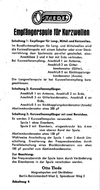 Kurzwellenspule KW 58; Tiede, Otto; Berlin- (ID = 3073772) mod-past25