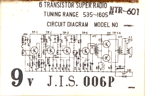 Tribona De luxe Six Transistor NTR-601; Tokai Wireless Co., (ID = 2854004) Radio