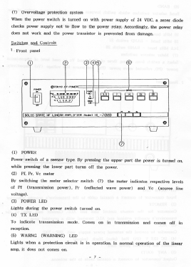 Solid State HF Band Linear Amplifier HL-700B; Tokyo Hy-Power Co., (ID = 3017258) Amateur-D