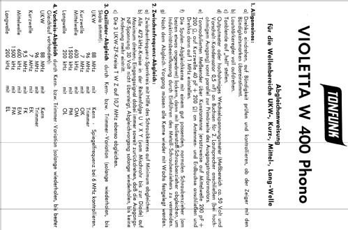 Violetta-Fonosuper W400; Tonfunk GmbH; (ID = 1526713) Radio
