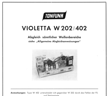 Violetta W402; Tonfunk GmbH; (ID = 1527969) Radio