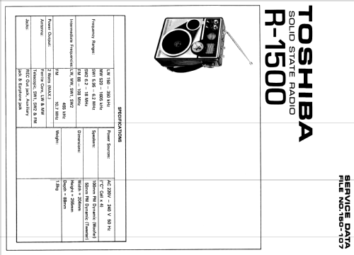 5 Band Radio R1500; Toshiba Corporation; (ID = 1573037) Radio