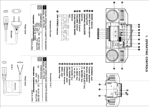 Stereo Radio Cassette Recorder RT-7016; Toshiba Corporation; (ID = 1818273) Radio