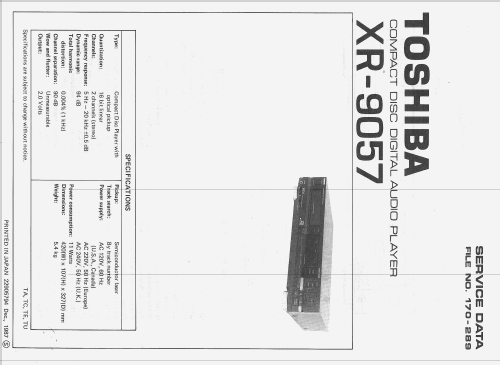 Compact Disc Digital Audio Changer XR-9057; Toshiba Corporation; (ID = 2083896) R-Player