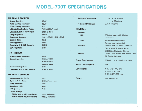 AM-FM Synthesized Stereo Tuner 700T; Kenwood, Trio- (ID = 2087581) Radio