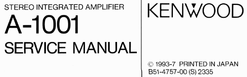 Stereo Amplifier A-1001; Kenwood, Trio- (ID = 2328447) Ampl/Mixer