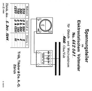 Spannungsteiler für elektrostatisches Voltmeter ; Trüb, Täuber & Co. (ID = 2292157) Equipment