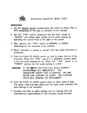 Transistor-Tester C-3022; TTC Quality (ID = 3083294) Equipment